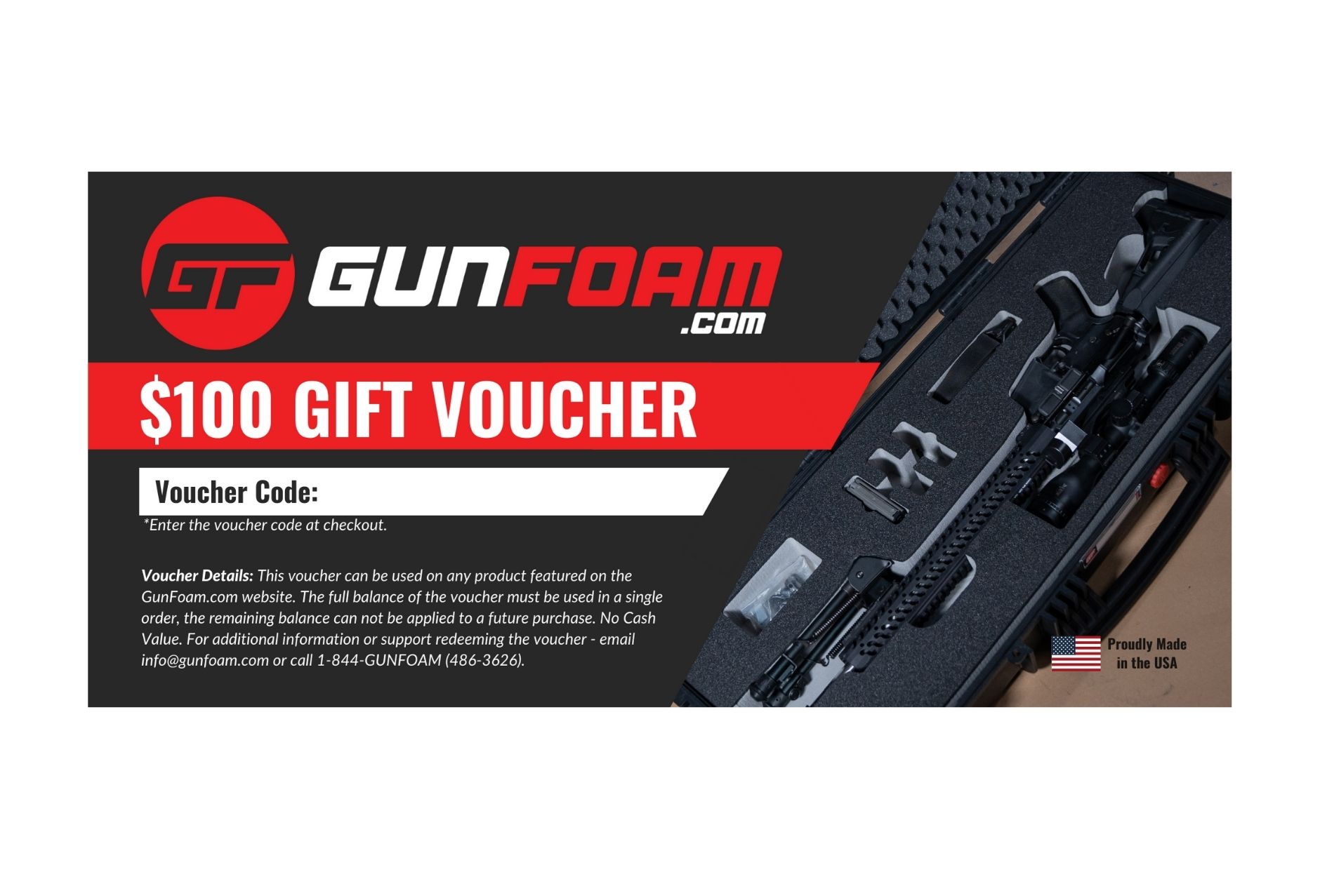 GunFoam Gift Voucher 100 Dollar Value