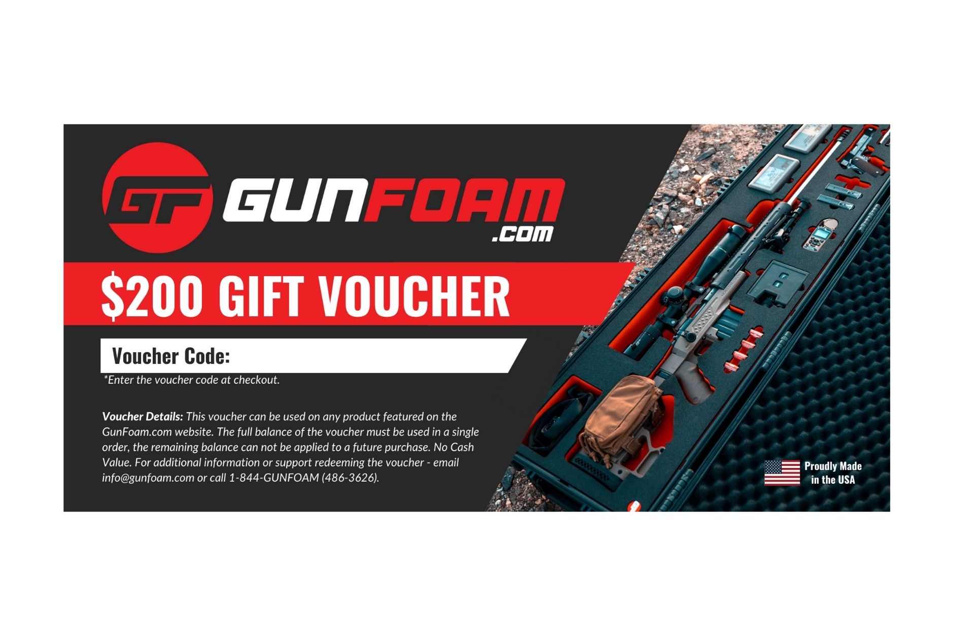 GunFoam Gift Voucher 200 Dollar Value