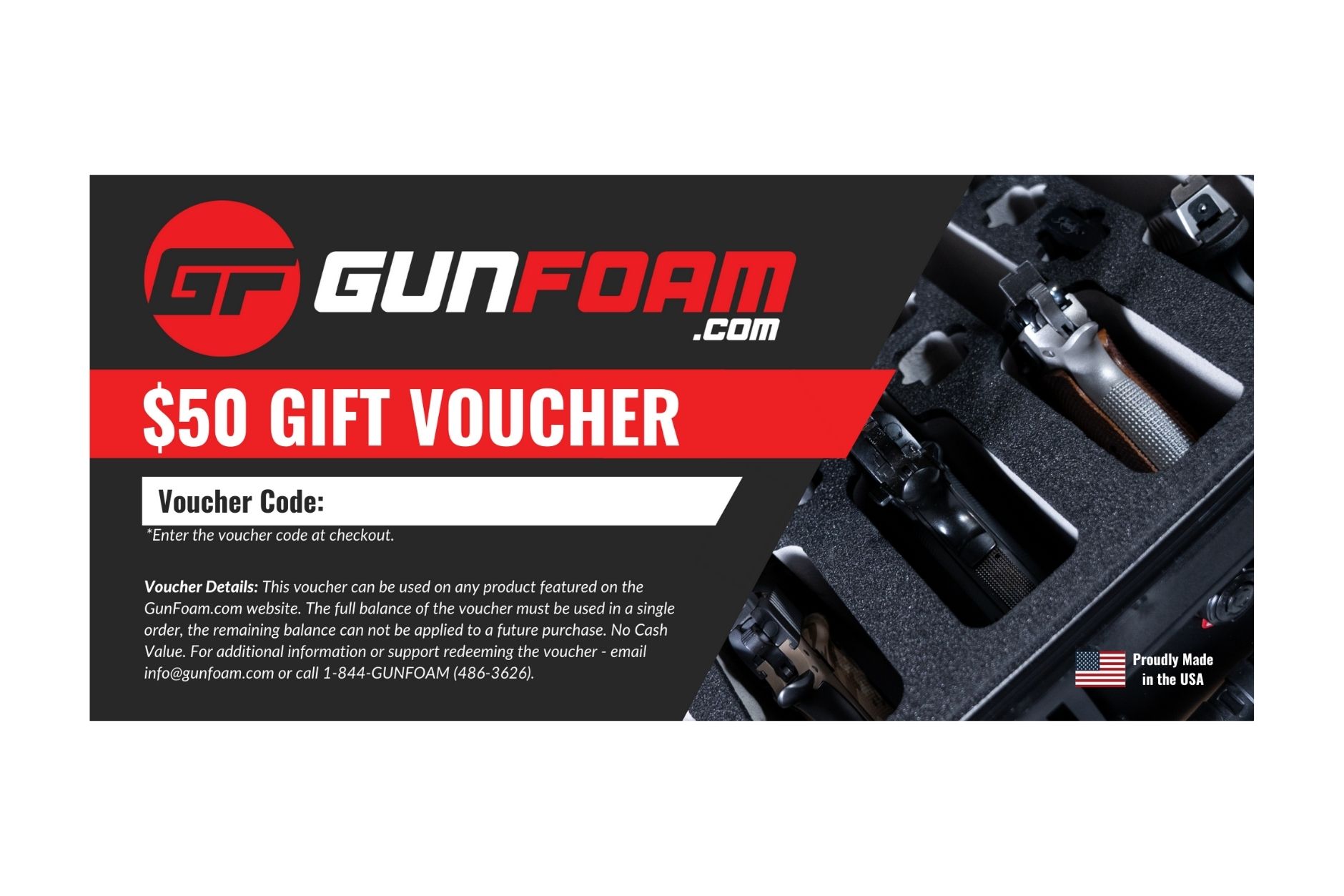 GunFoam Gift Voucher 50 Dollar Value